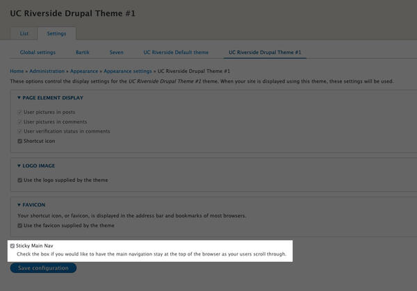Enable Sticky Main Nav