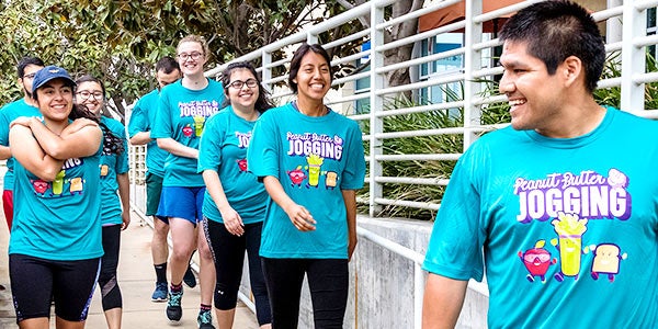 The Well content module thumbnail UCR Students join The Well's Peanut Butter & Jogging activity.
